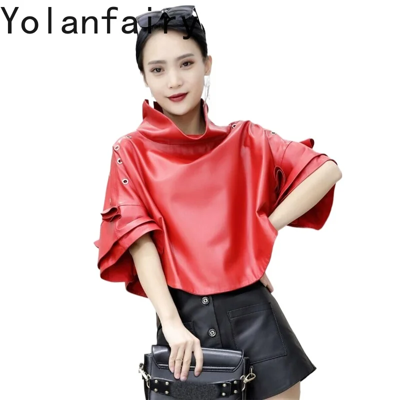 YOLANFAIRY Genuine Leather Jacket Women Babydoll Style Red High Neck Real Sheepskin Coat Flare Sleeve Korean Cropped Outerwear
YOLANFAIRY Genuine Leather Jacket Women Babydoll Style Red High Neck Real Sheepskin Coat Flare Sleeve Korean Cropped Outerwear