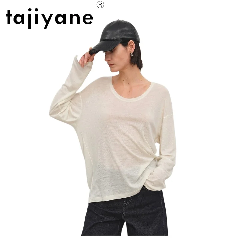 TAJIYANE Women T Shirts Long Sleeve 50% Wool Tops for Woman Clothing U Collar Loose Shirts for Women Skin-friendly Топ Женский
TAJIYANE Women T Shirts Long Sleeve 50% Wool Tops for Woman Clothing U Collar Loose Shirts for Women Skin-friendly Топ Женский
