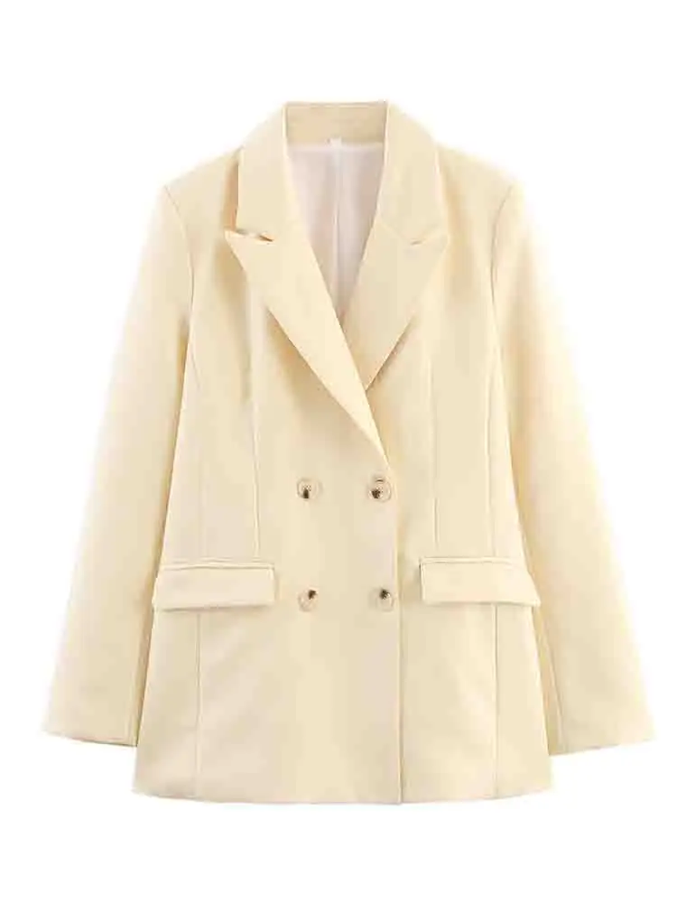 European style new women's fashion versatile temperament simple solid color long sleeve double breasted suit jacket
European style new women's fashion versatile temperament simple solid color long sleeve double breasted suit jacket