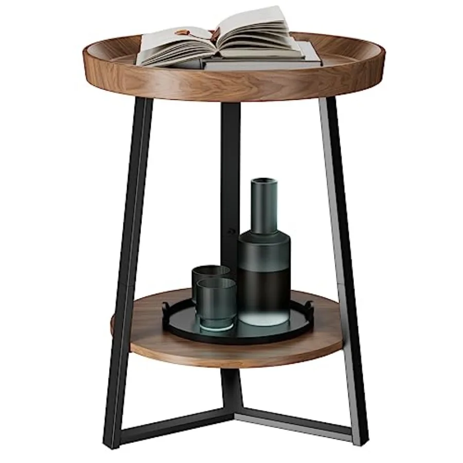 Round end table with storage shelf for living room and bedroom, wood tabletop black metal frame, brown, 15.7 15.7 23.0 inches
Round end table with storage shelf for living room and bedroom, wood tabletop black metal frame, brown, 15.7 15.7 23.0 inches