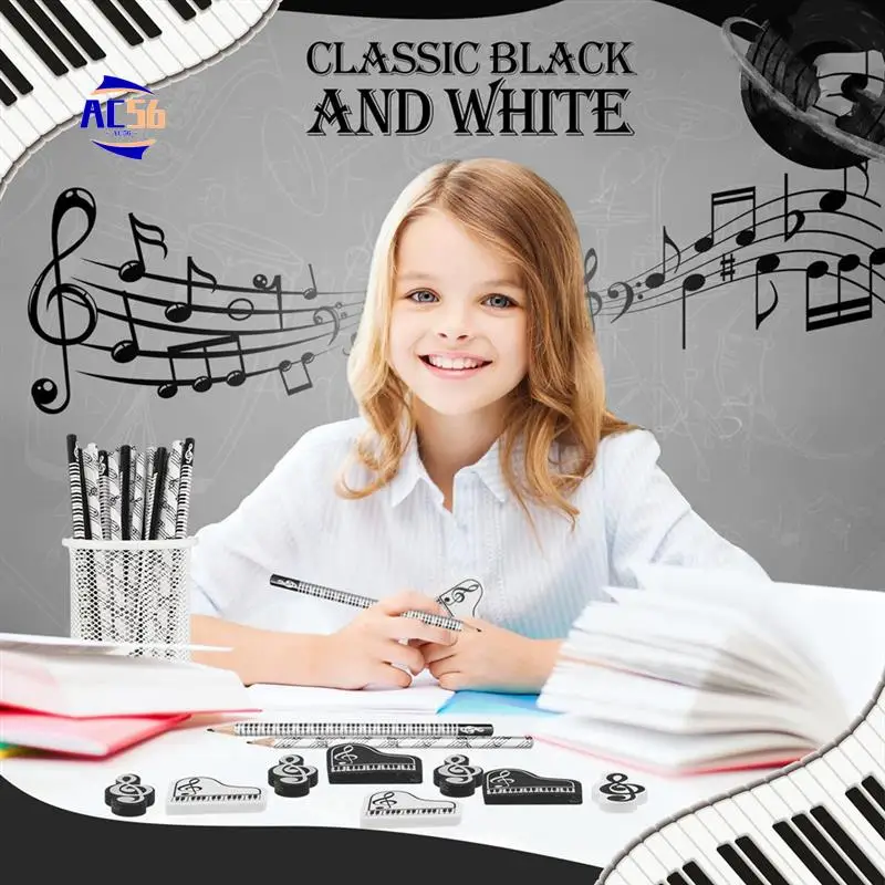 AC56-Music Pencils Music Note Pencil With Music Themed Erasers Wood Pencils Bulk Keyboard Fun Pencils Erasers Gift
AC56-Music Pencils Music Note Pencil With Music Themed Erasers Wood Pencils Bulk Keyboard Fun Pencils Erasers Gift