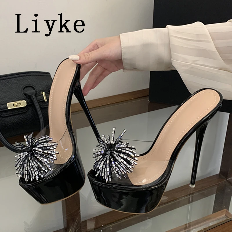 Liyke Summer Party Sexy 16CM Stiletto Slippers Women Platform Shoes Fashion Crystal Open Toe Super High Heels Transparent Sandal
Liyke Summer Party Sexy 16CM Stiletto Slippers Women Platform Shoes Fashion Crystal Open Toe Super High Heels Transparent Sandal