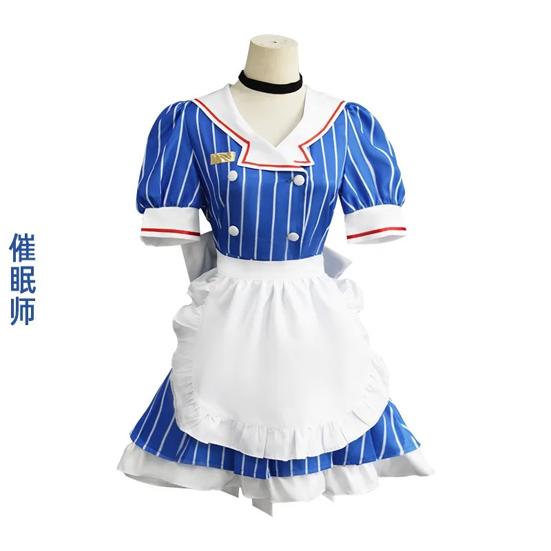 Anime Mikku Cosplay Costume Mesmerizer Uniform Women Striped Maid Dress Hat Apron Suit Halloween Christmas Carnival Party Dress
Anime Mikku Cosplay Costume Mesmerizer Uniform Women Striped Maid Dress Hat Apron Suit Halloween Christmas Carnival Party Dress