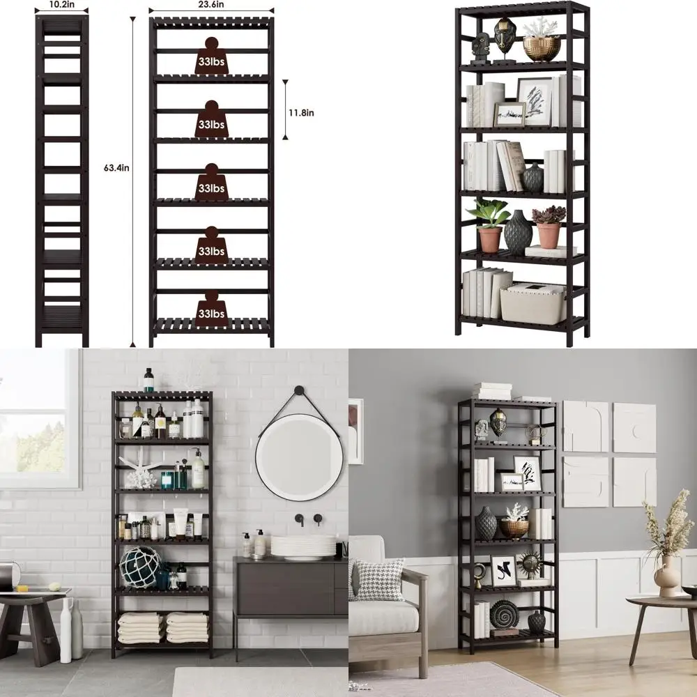 6-ярусный высокий книжный шкаф-стеллаж, регулируемая полка для дома, офиса, гостиной, кухни, коричневый
6-ярусный высокий книжный шкаф-стеллаж, регулируемая полка для дома, офиса, гостиной, кухни, коричневый