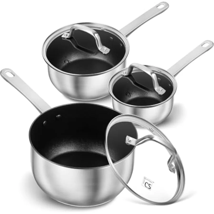 Сотейники из нержавеющей стали объемом 1QT, 2QT и 3QT с антипригарным покрытием, с крышками, легко моются
Сотейники из нержавеющей стали объемом 1QT, 2QT и 3QT с антипригарным покрытием, с крышками, легко моются