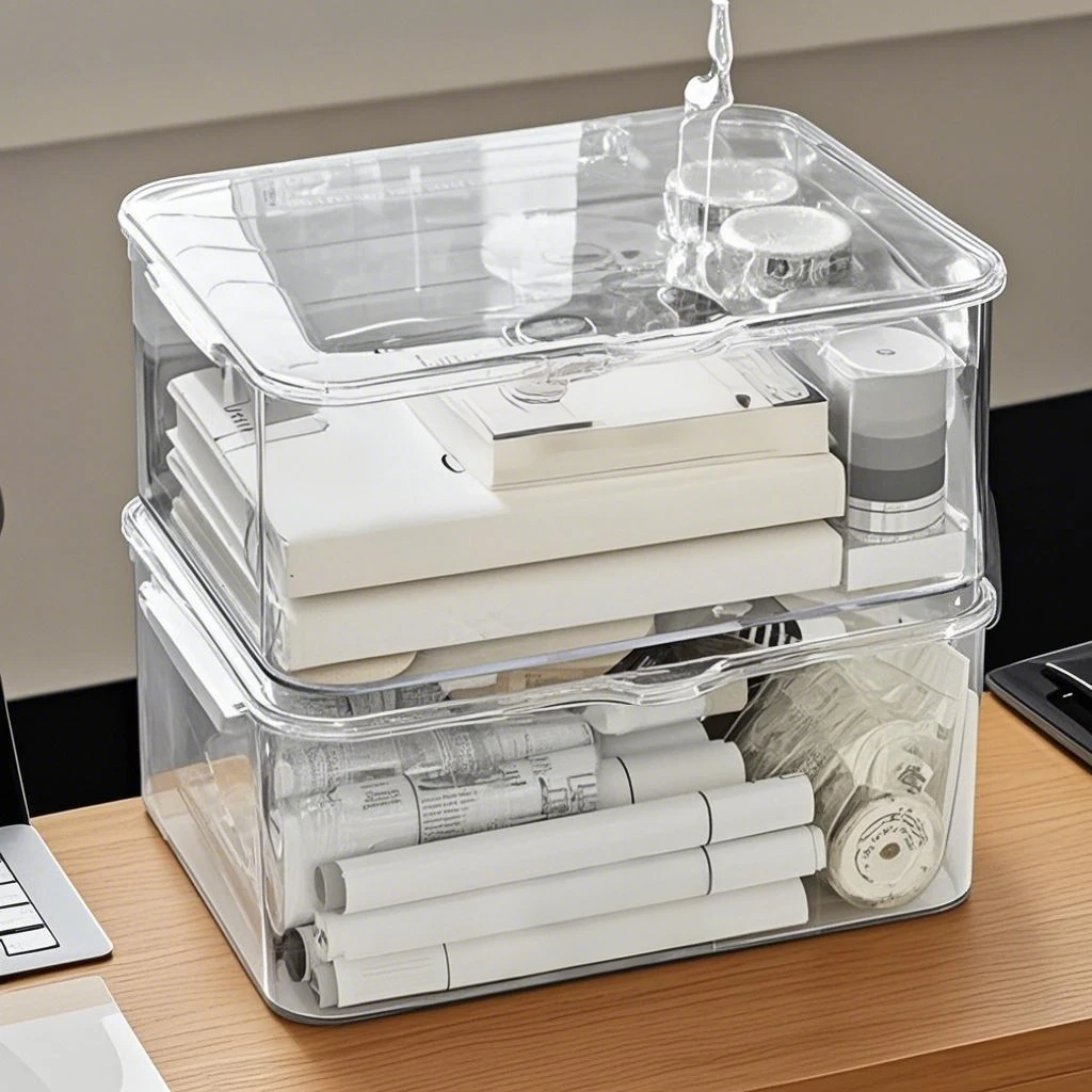 Transparent Acrylic Storage Box with Lid That Perfect for Organizing Cosmetics Storing Items in The Bedroom on The Study Desk
Transparent Acrylic Storage Box with Lid That Perfect for Organizing Cosmetics Storing Items in The Bedroom on The Study Desk