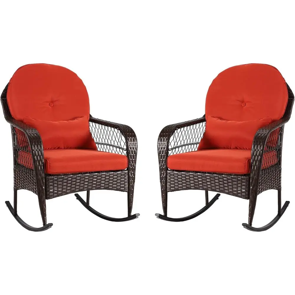 2-Piece Outdoor PE Rattan Rocking Chair Set with Cushion & Pillow, Ideal for Garden, Porch, Backyard, Poolside (Brown + Orange)
2-Piece Outdoor PE Rattan Rocking Chair Set with Cushion & Pillow, Ideal for Garden, Porch, Backyard, Poolside (Brown + Orange)