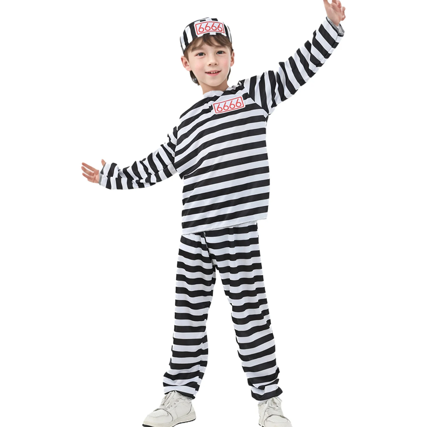 3-Piece Set of Funny Classic Black and White Striped Suit, Top, Pants, Hat, Halloween Fun Party Dress up Costume
3-Piece Set of Funny Classic Black and White Striped Suit, Top, Pants, Hat, Halloween Fun Party Dress up Costume