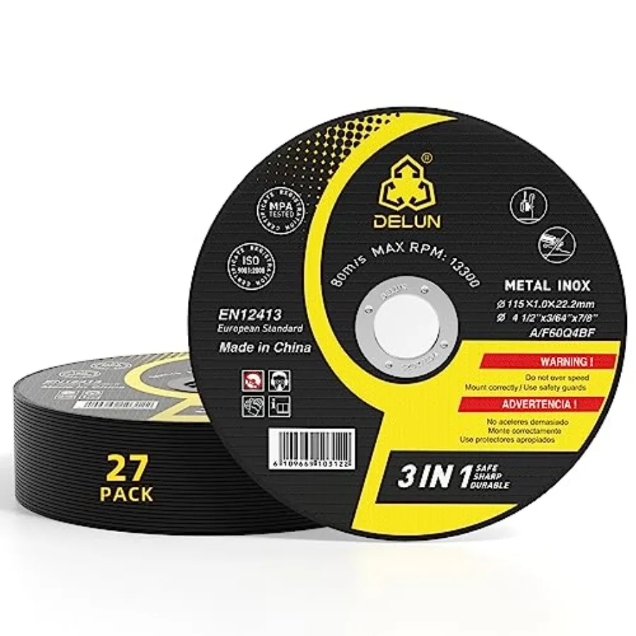 Cut Off Wheels 4 1/2 inch 27-Pack Thin Metal and Stainless Steel Cutting Wheel Professional Fast 4-1/2 x.045 x 7/8 Cutting Disc
Cut Off Wheels 4 1/2 inch 27-Pack Thin Metal and Stainless Steel Cutting Wheel Professional Fast 4-1/2 x.045 x 7/8 Cutting Disc