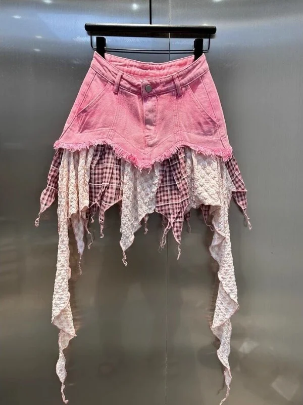 Sweet Cool Plaid Pink Denim Skirt High Waist A-Line Summer New Style Commute Korean Loose Fit Bridesmaid Skirt
Sweet Cool Plaid Pink Denim Skirt High Waist A-Line Summer New Style Commute Korean Loose Fit Bridesmaid Skirt