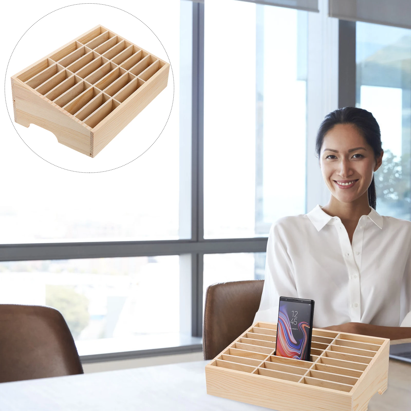 24-Grid Phone Storage Box Wooden Cell Phone Rack for Classroom Office Repair Shop Mobile Holder Desk Organizer Stationery
24-Grid Phone Storage Box Wooden Cell Phone Rack for Classroom Office Repair Shop Mobile Holder Desk Organizer Stationery