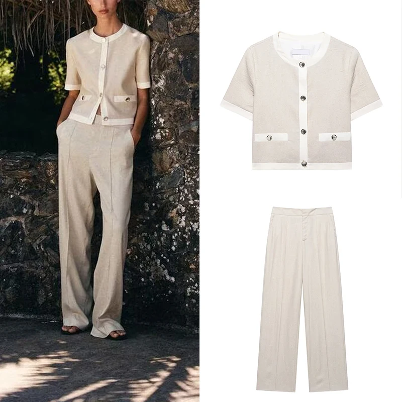 Women's Linen Suit Jaet Straight Leg Pants Faion Set Summer 2025 Z Brand Polyester Fiber Long Pants ort Sve
Women's Linen Suit Jaet Straight Leg Pants Faion Set Summer 2025 Z Brand Polyester Fiber Long Pants ort Sve