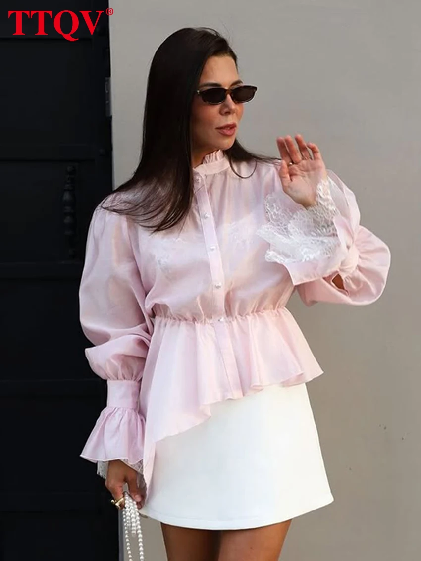 TTQV Fashion Loose Pink Women's Shirt 2026 Spring Stand Collar Long Sleeve Blouse Elegant Classic Solid Top Female Clothing
TTQV Fashion Loose Pink Women's Shirt 2026 Spring Stand Collar Long Sleeve Blouse Elegant Classic Solid Top Female Clothing