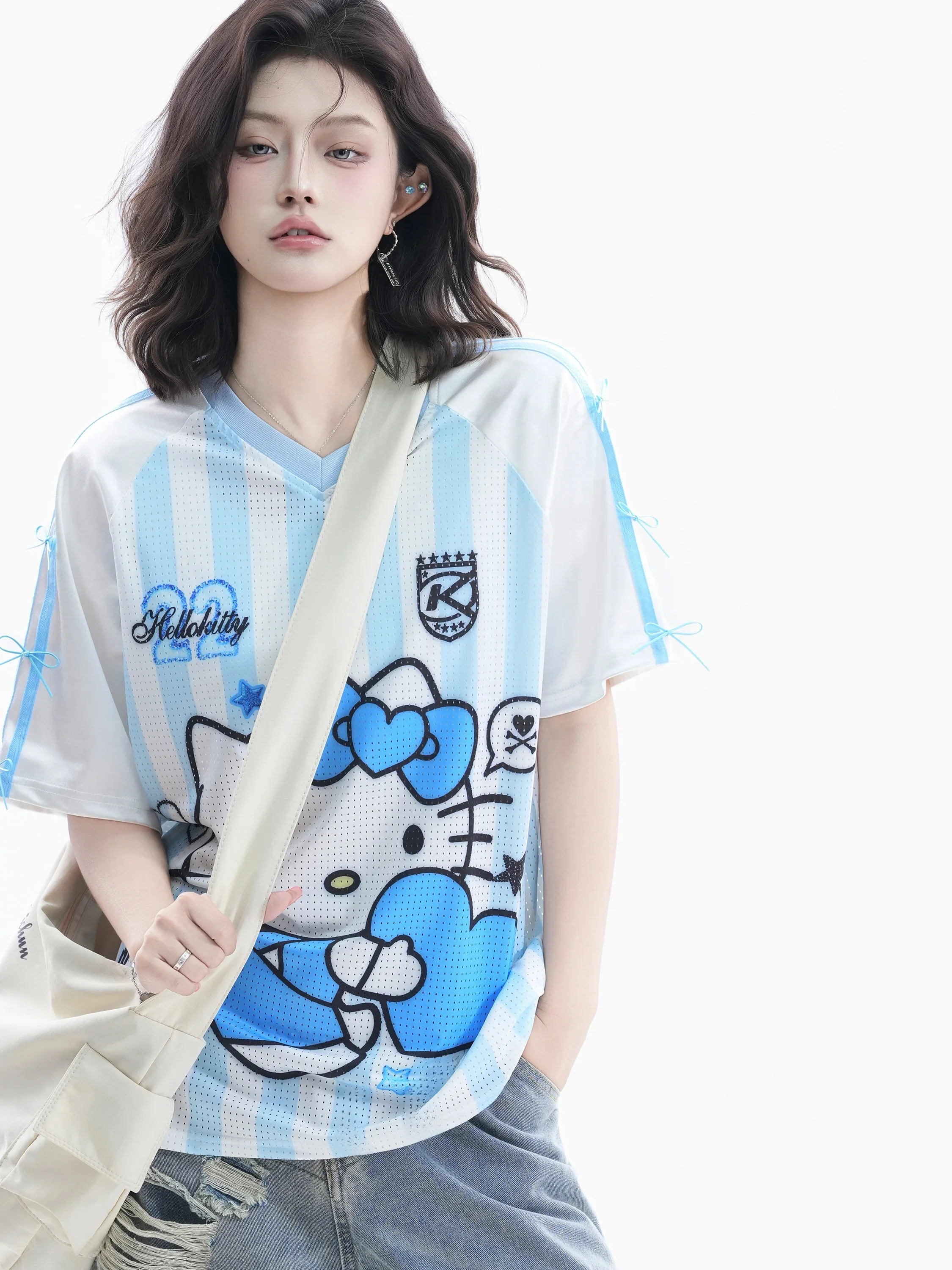Small Ball Kitty Print T-Shirt Women's Summer V-Neck Mesh Short Sleeve Casual Loose Fit Polyester Casual Style Top
Small Ball Kitty Print T-Shirt Women's Summer V-Neck Mesh Short Sleeve Casual Loose Fit Polyester Casual Style Top