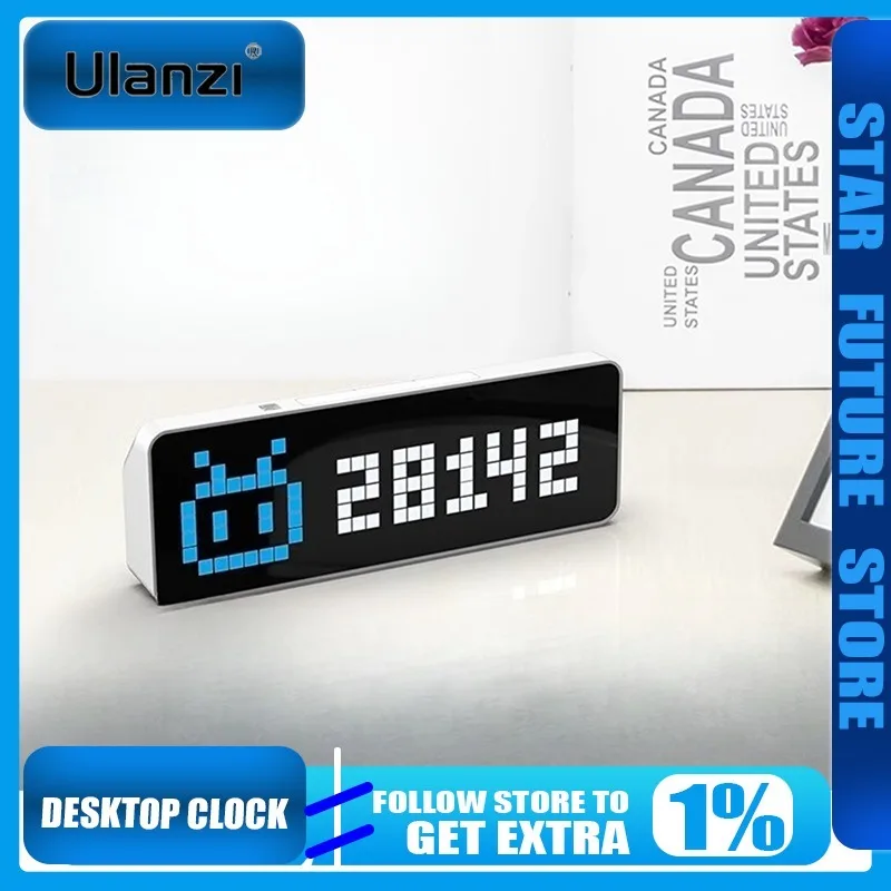 Ulanzi Desktop LED Clock Simple Creative Multi-function Pixel Display Date Weather Temperature Anchor Platform Fans Can Recharge
Ulanzi Desktop LED Clock Simple Creative Multi-function Pixel Display Date Weather Temperature Anchor Platform Fans Can Recharge