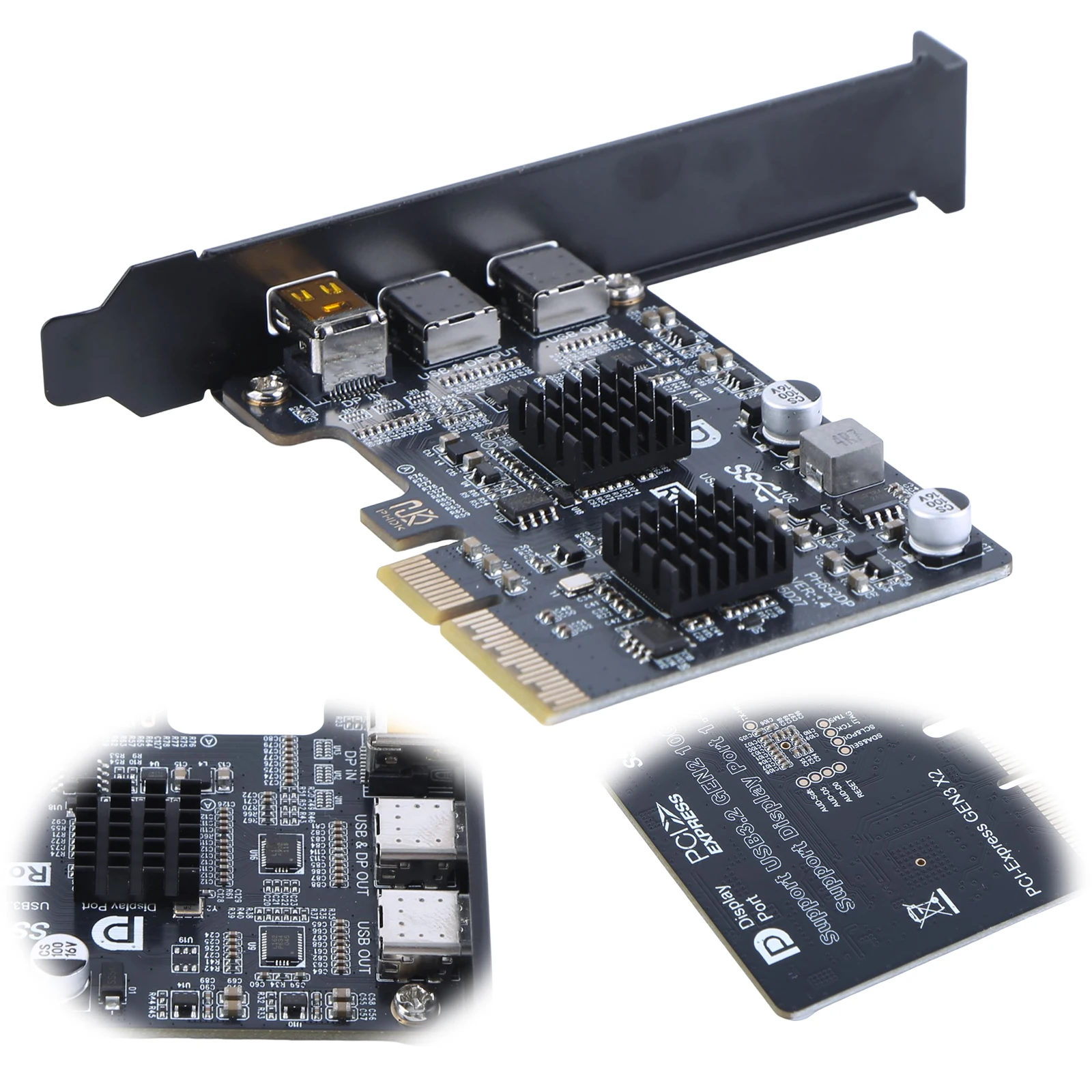 USB 3.1 10Gbps Gen 2 Expand Card Riser USB 3.1 Gen 2 Dual USB-C Port DP 4K Video Adapter Converter for Desktop Computers PC
USB 3.1 10Gbps Gen 2 Expand Card Riser USB 3.1 Gen 2 Dual USB-C Port DP 4K Video Adapter Converter for Desktop Computers PC