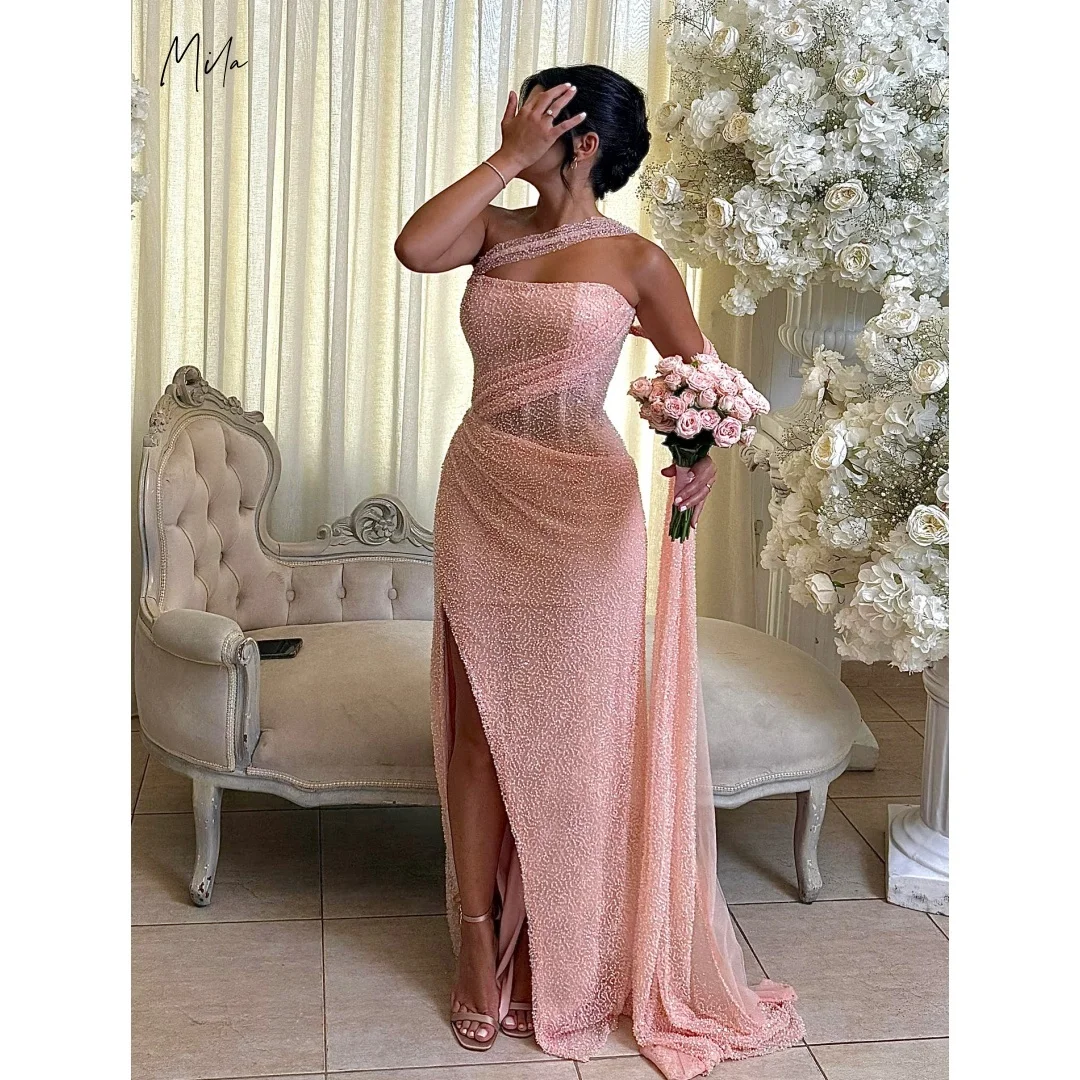 Mila Blush Pink на одно плечо, платья de gala с блестками, сетчатые вечерние платья по индивидуальному заказу, облегающие платья для выпускного вечера с высоким разрезом, элегантные платья 2025
Mila Blush Pink на одно плечо, платья de gala с блестками, сетчатые вечерние платья по индивидуальному заказу, облегающие платья для выпускного вечера с высоким разрезом, элегантные платья 2025