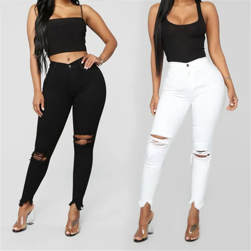 Black and white ripped jeans for women slim denim jeans casual slim pencil shape pants fashion women's clothing S-3XL drop shipp
Black and white ripped jeans for women slim denim jeans casual slim pencil shape pants fashion women's clothing S-3XL drop shipp