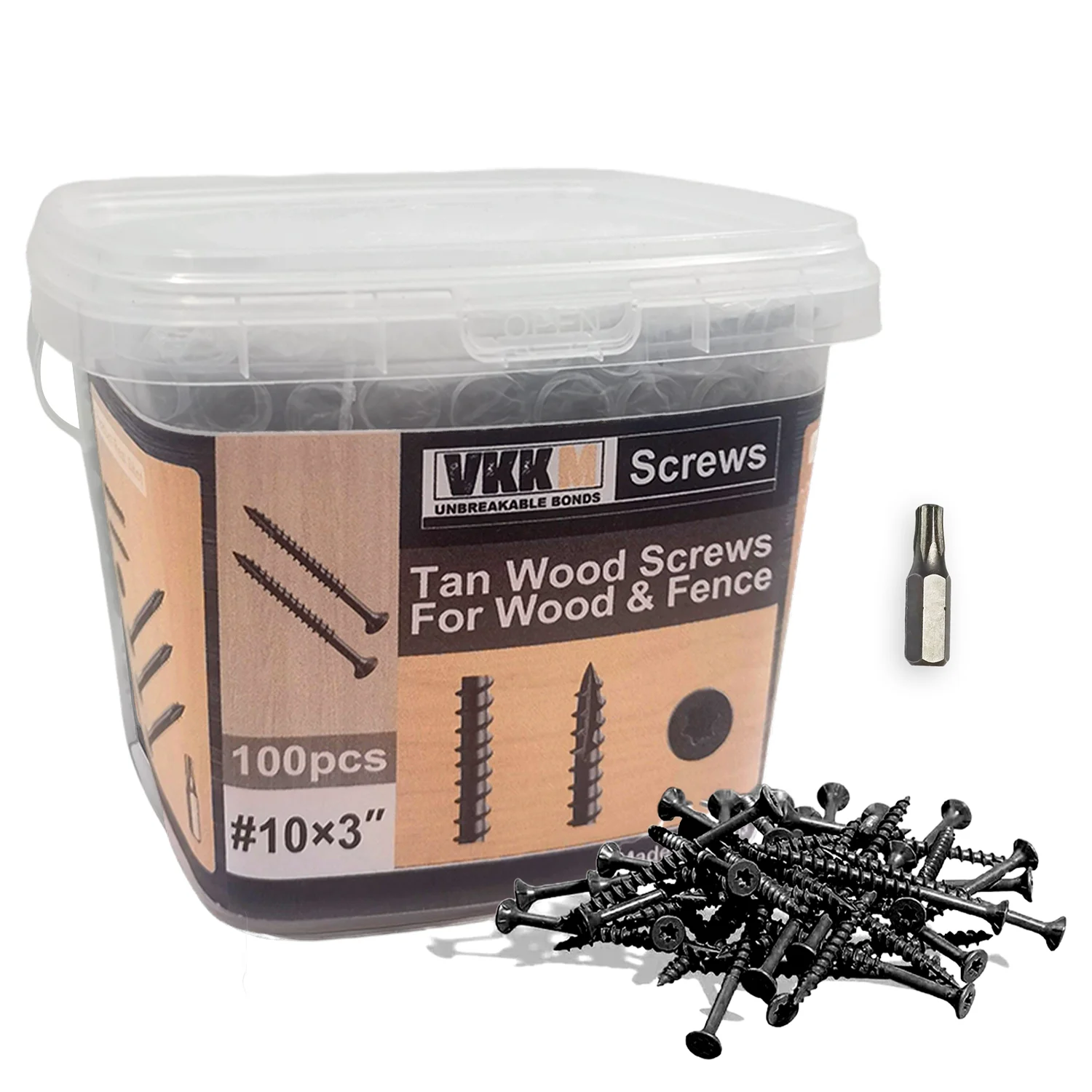 VKKM 3-inch Deck Screws, 100 Pieces of Wood Screws #10*3, Black Epoxy Resin Coating, Torx Drive Screws, T25Star Drive Bit Bits.
VKKM 3-inch Deck Screws, 100 Pieces of Wood Screws #10*3, Black Epoxy Resin Coating, Torx Drive Screws, T25Star Drive Bit Bits.