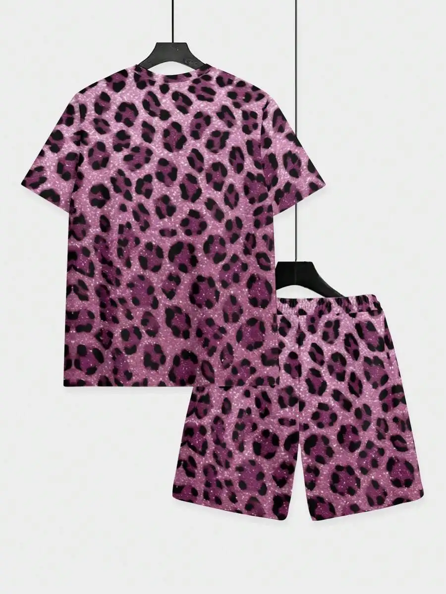 Mens Purple Pink Leopard Print Short Sleeve Shorts Set Drawstring Stretchy Polyester Casual Sportswear
Mens Purple Pink Leopard Print Short Sleeve Shorts Set Drawstring Stretchy Polyester Casual Sportswear