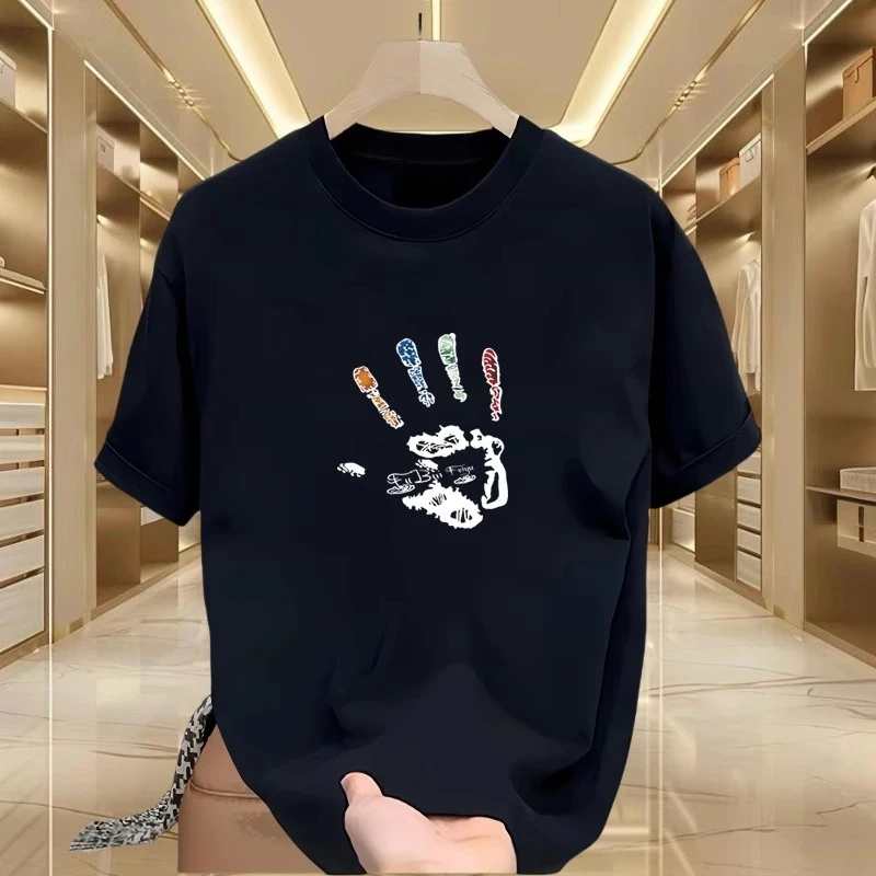 2025 Palm Print Short-sleeved T-shirt Men's and Women's Summer Trend Men's T-shirt White Cotton Loose Versatile Top Street Wear
2025 Palm Print Short-sleeved T-shirt Men's and Women's Summer Trend Men's T-shirt White Cotton Loose Versatile Top Street Wear
