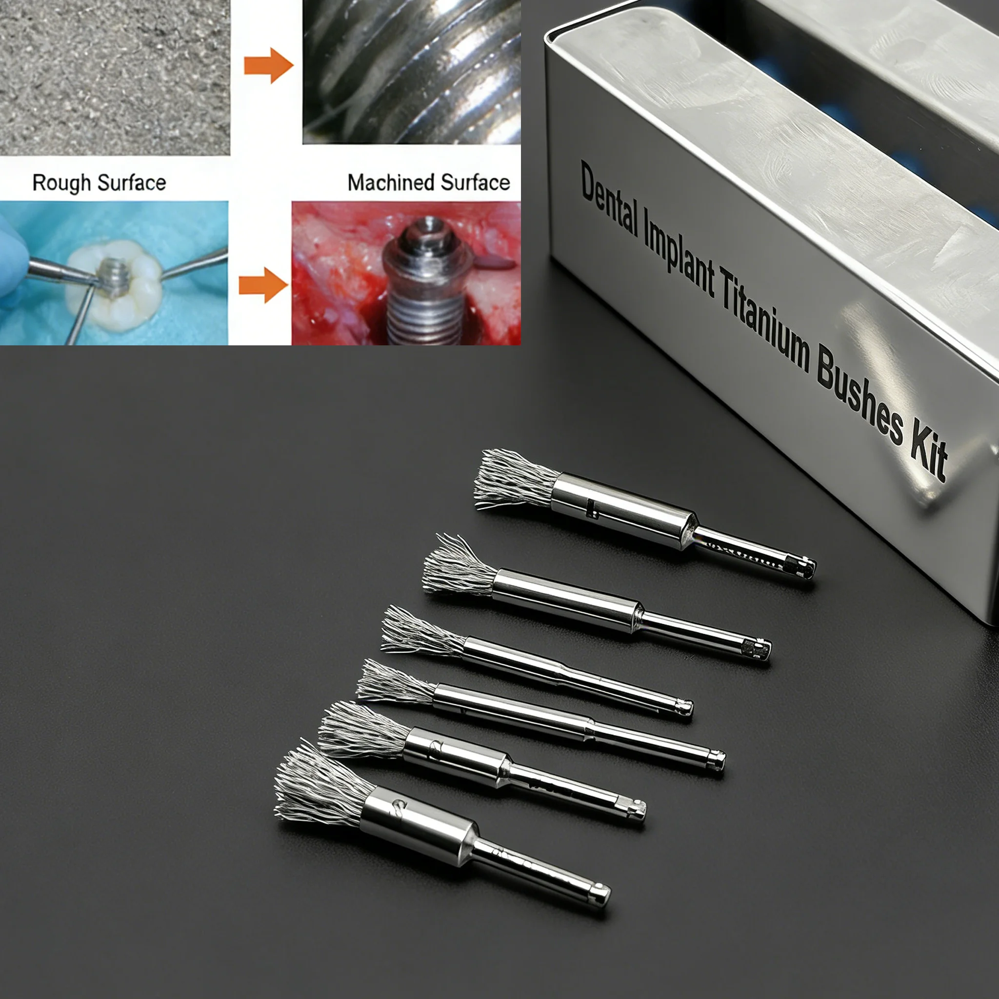 6PCS Dental Titanium brush Debridement Peri-Implantitis Implant Surface Threads Cleaning Brush Autoclavable
6PCS Dental Titanium brush Debridement Peri-Implantitis Implant Surface Threads Cleaning Brush Autoclavable