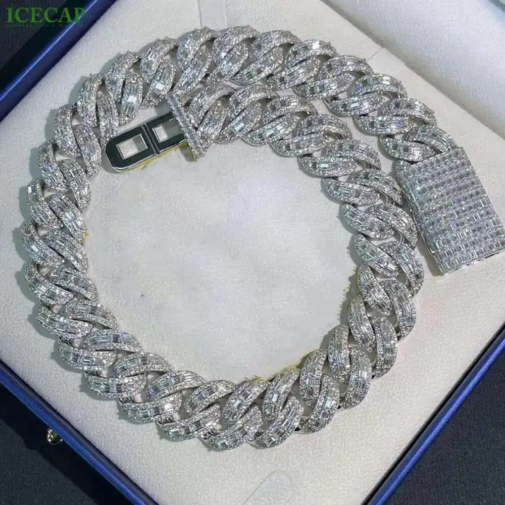 Fashion Jewelry Baguette Shape Design 925 Sterling Silver Cuban Link Chain Vvs Moissanite Necklaces for Men
Fashion Jewelry Baguette Shape Design 925 Sterling Silver Cuban Link Chain Vvs Moissanite Necklaces for Men