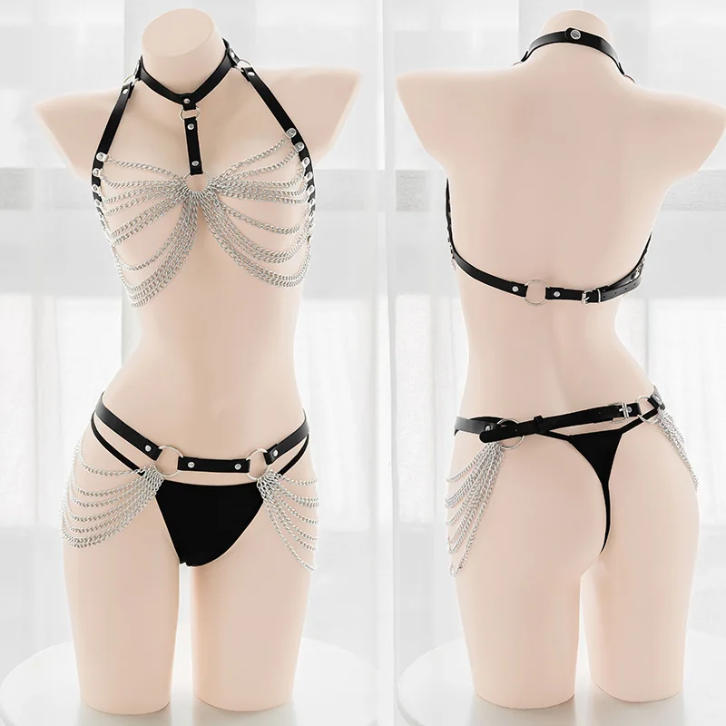 Sexy Chain Leather Punk Underwear Set Gothic Bandage Lingerie Amine Cosplay Costume Role Play Outfits Accessory Club Nightwear
Sexy Chain Leather Punk Underwear Set Gothic Bandage Lingerie Amine Cosplay Costume Role Play Outfits Accessory Club Nightwear