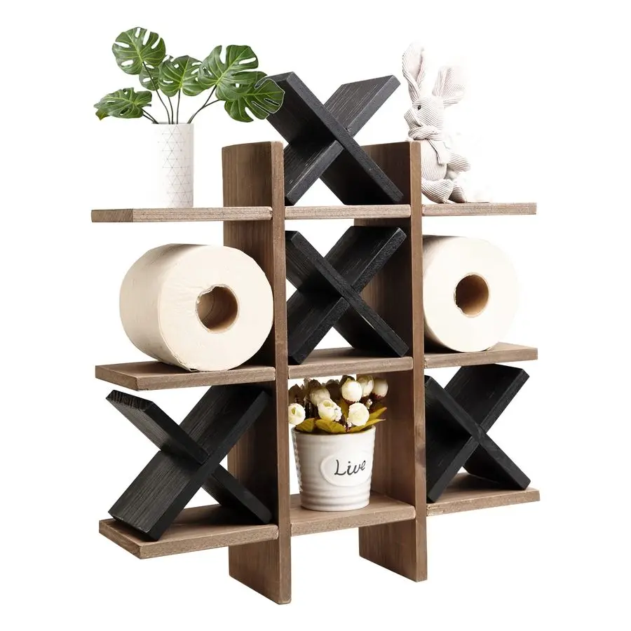 Handmade Tic Tac Toe Toilet Paper Holder Stand with 4pcs Wooden X, Funny Wall Mounted Toilet Papers Storage with Shelf, Farmhous
Handmade Tic Tac Toe Toilet Paper Holder Stand with 4pcs Wooden X, Funny Wall Mounted Toilet Papers Storage with Shelf, Farmhous