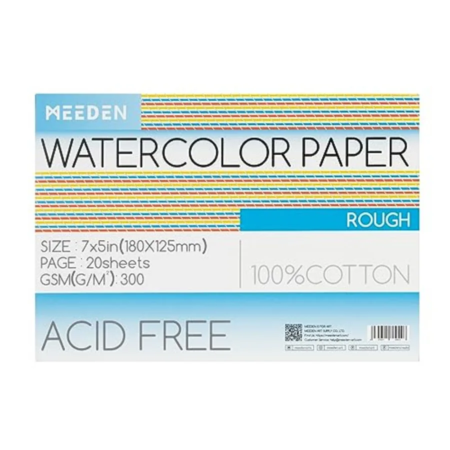 Watercolor Paper Block, 100% Cotton Watercolor Paper Pad of 20 Sheets, 140lb/300gsm, Acid-Free Art Paper for Watercolor, Gouach
Watercolor Paper Block, 100% Cotton Watercolor Paper Pad of 20 Sheets, 140lb/300gsm, Acid-Free Art Paper for Watercolor, Gouach