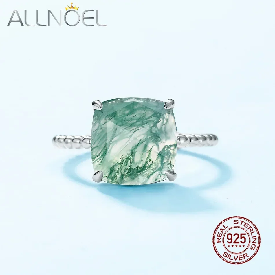 ALLNOEL 925 Sterling Silver Natural 10*10mm Green Moss Agate Adjustable Ringsfor Women Simple Style Unique Gems Jewelry
ALLNOEL 925 Sterling Silver Natural 10*10mm Green Moss Agate Adjustable Ringsfor Women Simple Style Unique Gems Jewelry