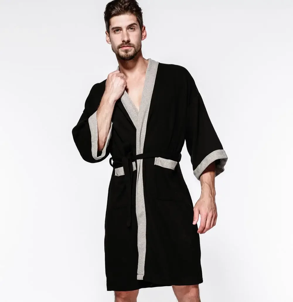 Cotton Waffle Men Kimono Bathrobe Gown Sleepwear Couple Black Robe Nightwear Loose Casual Sauna Yukata Spring Summer Home Wear
Cotton Waffle Men Kimono Bathrobe Gown Sleepwear Couple Black Robe Nightwear Loose Casual Sauna Yukata Spring Summer Home Wear