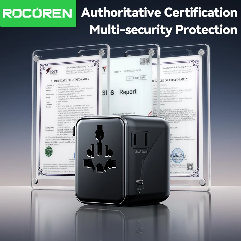 Универсальный дорожный адаптер Rocoren с 2 USB 3 типа C GaN, быстрая зарядка, универсальное дорожное зарядное устройство для ЕС/Великобритании/США/Австралии с розеткой переменного тока 2500 Вт
Универсальный дорожный адаптер Rocoren с 2 USB 3 типа C GaN, быстрая зарядка, универсальное дорожное зарядное устройство для ЕС/Великобритании/США/Австралии с розеткой переменного тока 2500 Вт