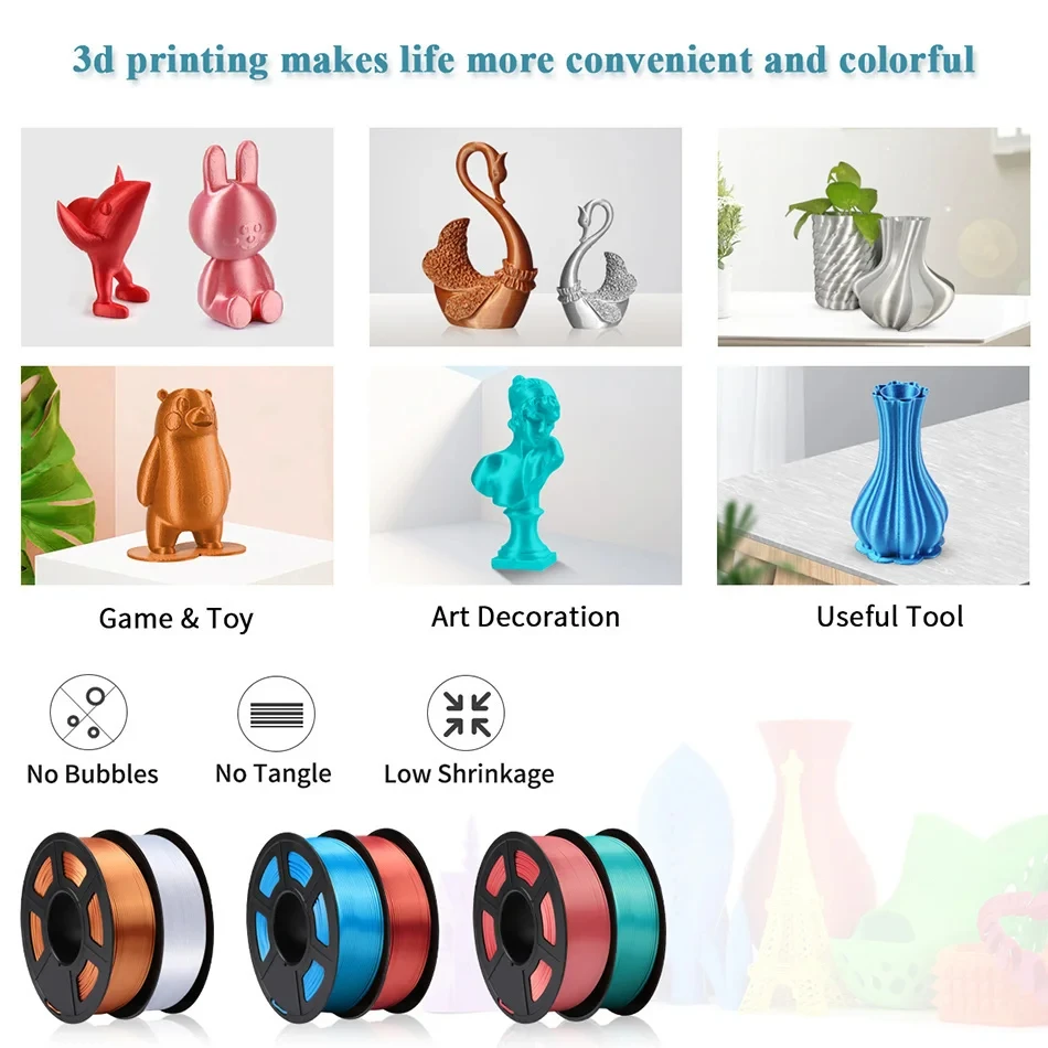 JAYO SILK 3D Printer Filament 10Rolls pla plus silk 3D druck 1.75mm ±0.02mm 100% No Bubble FDM 3D Printer Materials DIY Gift
JAYO SILK 3D Printer Filament 10Rolls pla plus silk 3D druck 1.75mm ±0.02mm 100% No Bubble FDM 3D Printer Materials DIY Gift