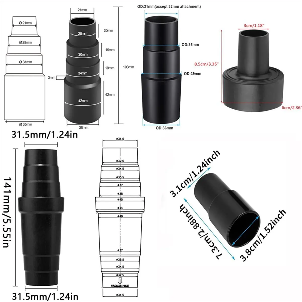 N18R Hose Adapter Universal - Vacuum Cleaner Adapter Rubber, Vacuum Cleaner Adapter - Hose Reducer
N18R Hose Adapter Universal - Vacuum Cleaner Adapter Rubber, Vacuum Cleaner Adapter - Hose Reducer