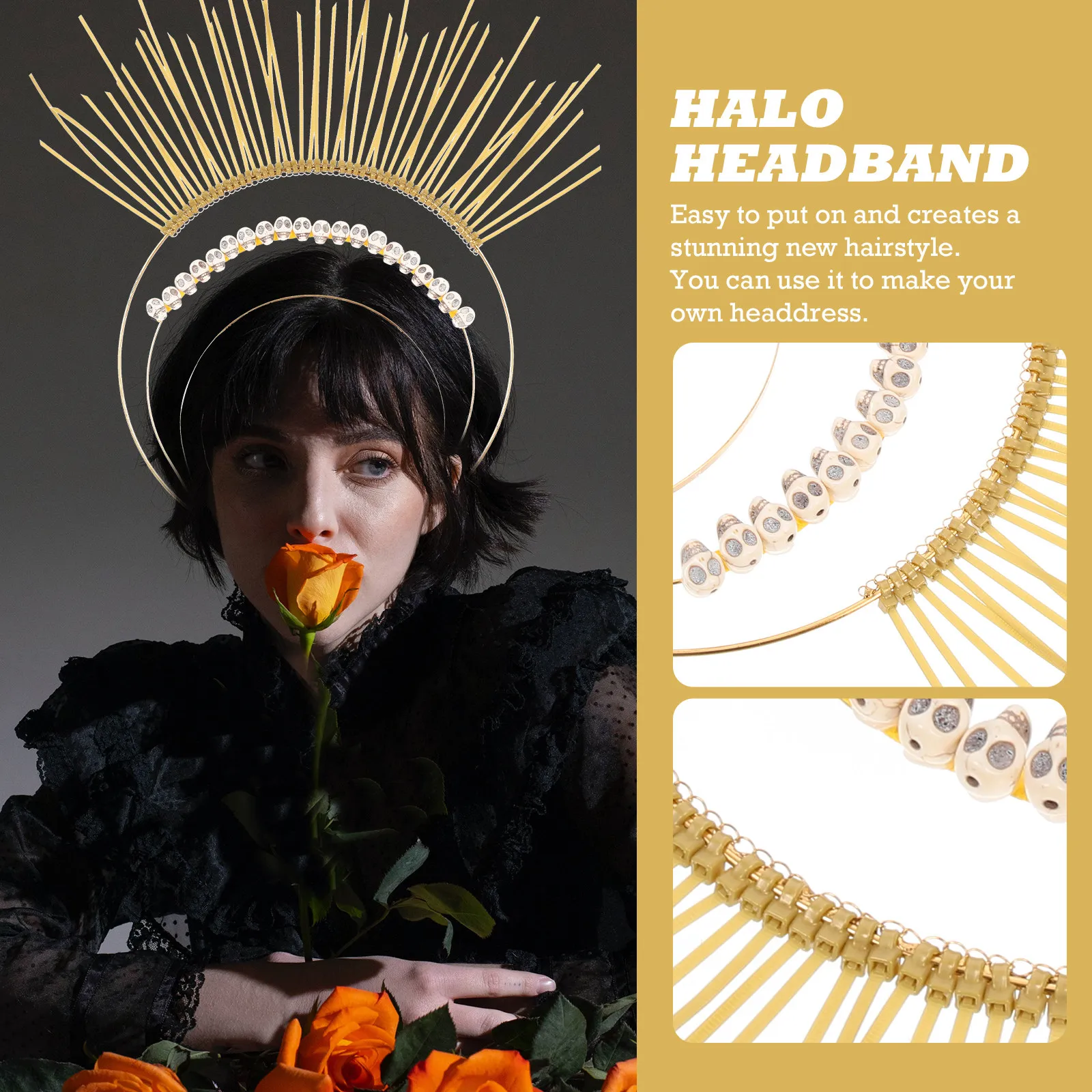 Delicate Golden Skull Headband Elegant Hair Hoop for Beauty Pageants Banquet Festival Party DIY Headdress Chic Party Hair
Delicate Golden Skull Headband Elegant Hair Hoop for Beauty Pageants Banquet Festival Party DIY Headdress Chic Party Hair