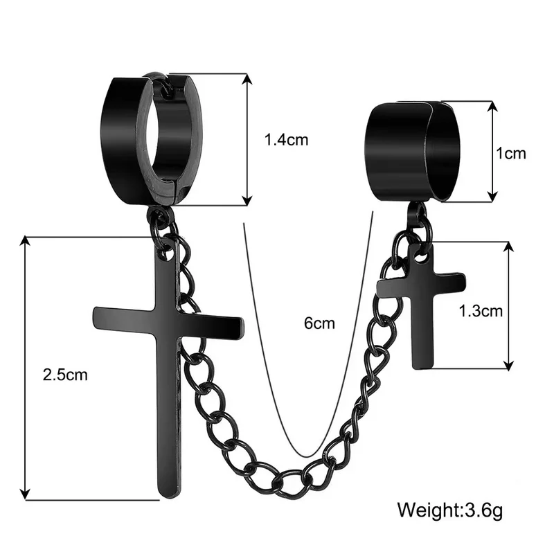 EVISPOL Gothic 2 Punk Cross Tassel Fake Earrings Cuff Clip On Metal Chain Earrings Hip-hop No Piercing Earring Jewelry
EVISPOL Gothic 2 Punk Cross Tassel Fake Earrings Cuff Clip On Metal Chain Earrings Hip-hop No Piercing Earring Jewelry