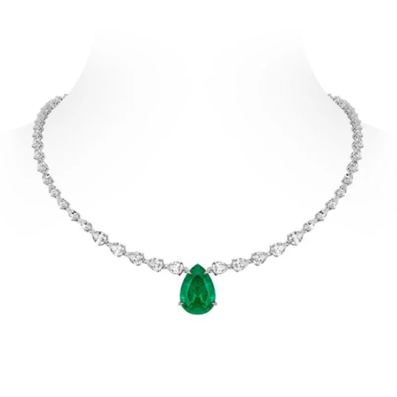 Bellux Pendant Chain 925 Silver Synthetic Zircon Green 13 carat Emerald Water Drop White Full Diamond Light Luxury Necklace
Bellux Pendant Chain 925 Silver Synthetic Zircon Green 13 carat Emerald Water Drop White Full Diamond Light Luxury Necklace