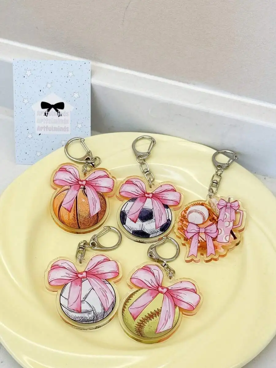 Cute Bowknot Sports Ball Keychain For Women Fashion Bag Charm Car Keyring
Cute Bowknot Sports Ball Keychain For Women Fashion Bag Charm Car Keyring