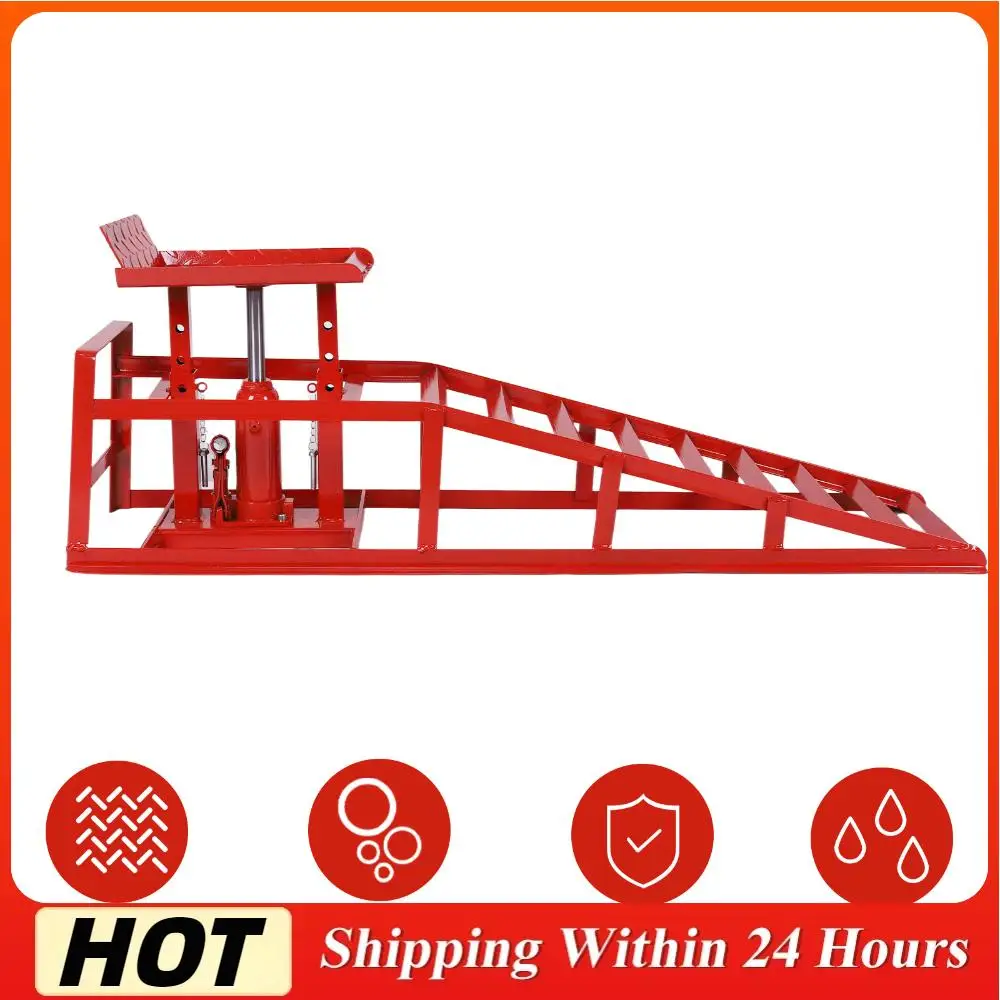 2Pcs Hydraulic Vehicle Repair Ramp 5 Ton Capacity Heavy Duty Hydraulic Car Ramps for Routine Tire Replacement