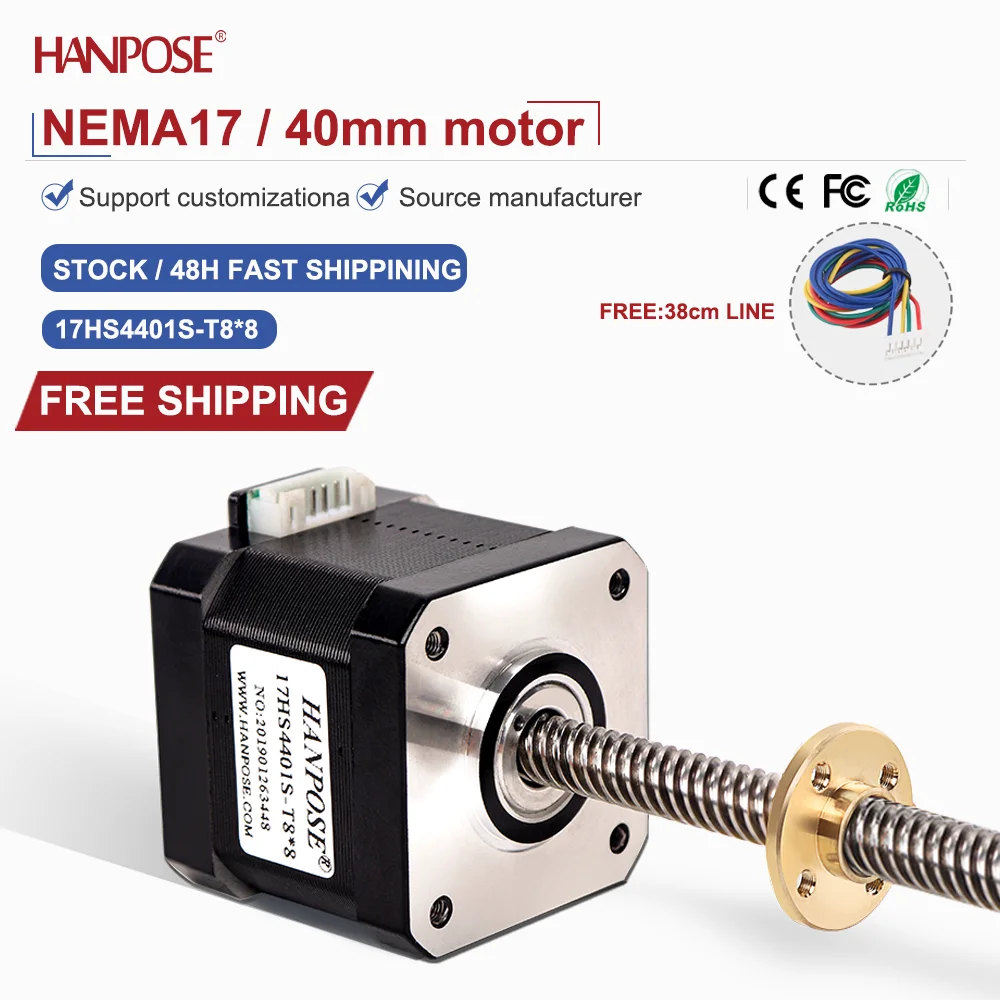 1PCS NEMA17 output screw stepper motor 17HS4401S-T8*8 1.5A 100-400mm trapezoidal screw trapezoidal thread two-phase four wire
1PCS NEMA17 output screw stepper motor 17HS4401S-T8*8 1.5A 100-400mm trapezoidal screw trapezoidal thread two-phase four wire