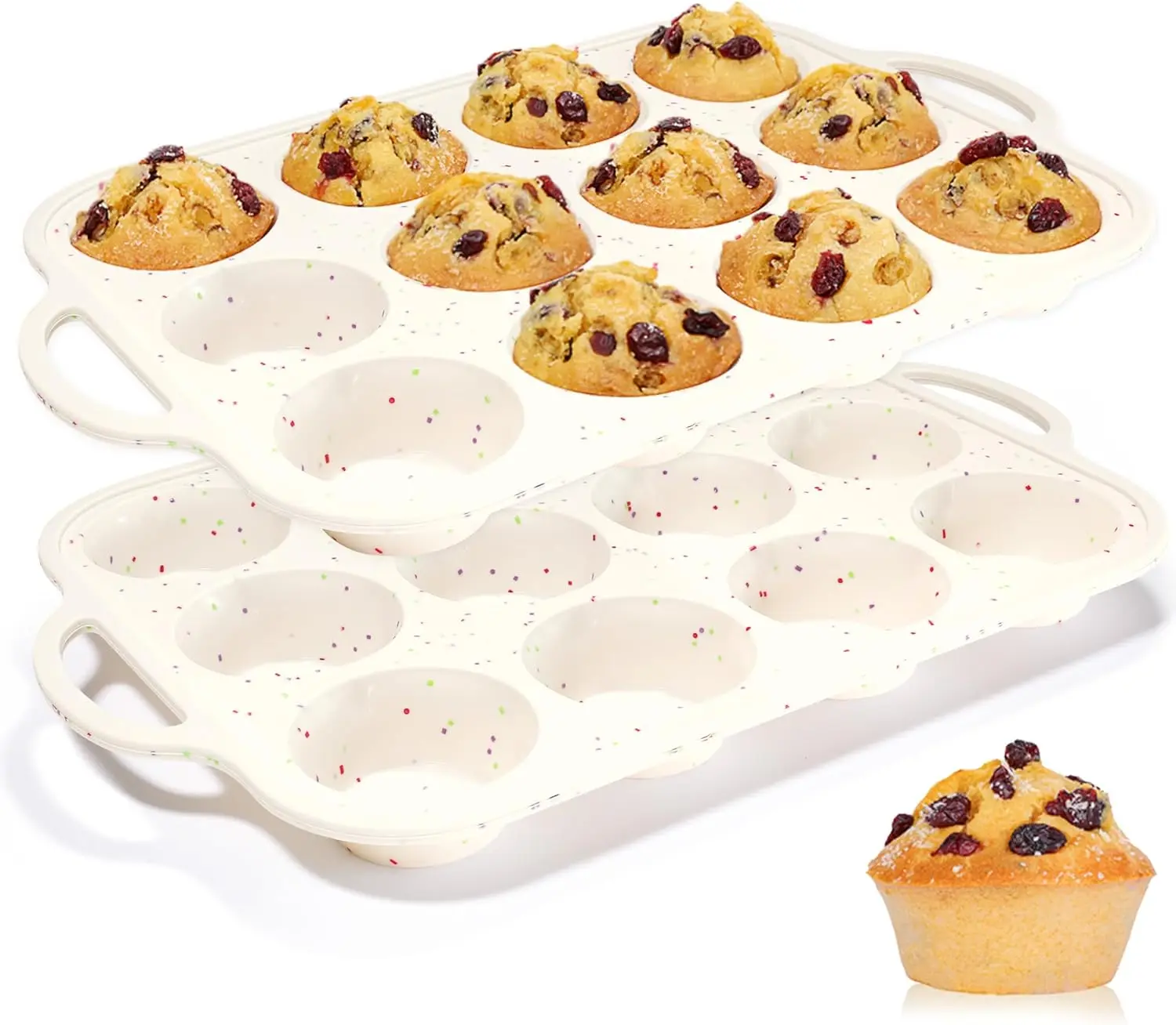 Silicone Muffin Pan 12-Cup, Nonstick, BPA Free, Dishwasher Safe, 2.8 Inch, 2 Pack
Silicone Muffin Pan 12-Cup, Nonstick, BPA Free, Dishwasher Safe, 2.8 Inch, 2 Pack