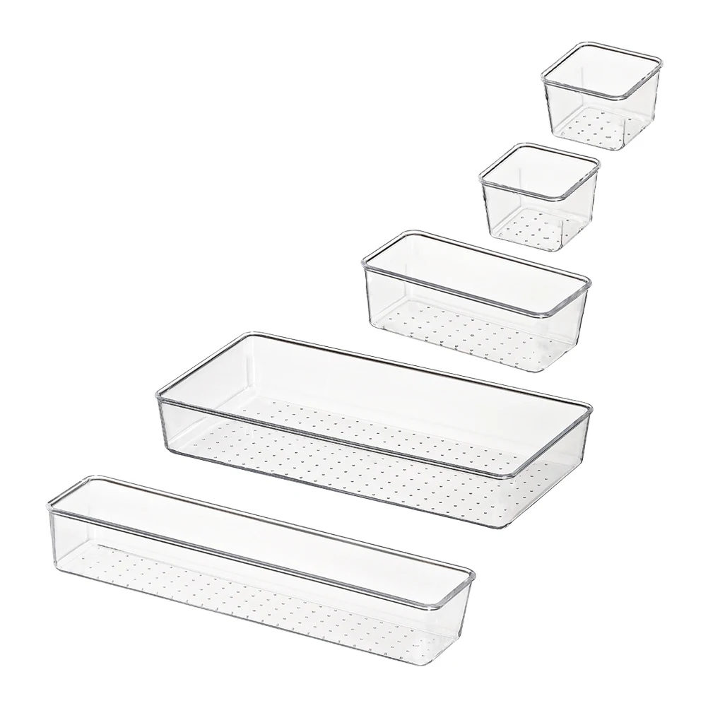 5 Pcs Drawer Storage Box Set Desk Make up Organiser Tray Plastic Bins Compartment Boxes
5 Pcs Drawer Storage Box Set Desk Make up Organiser Tray Plastic Bins Compartment Boxes