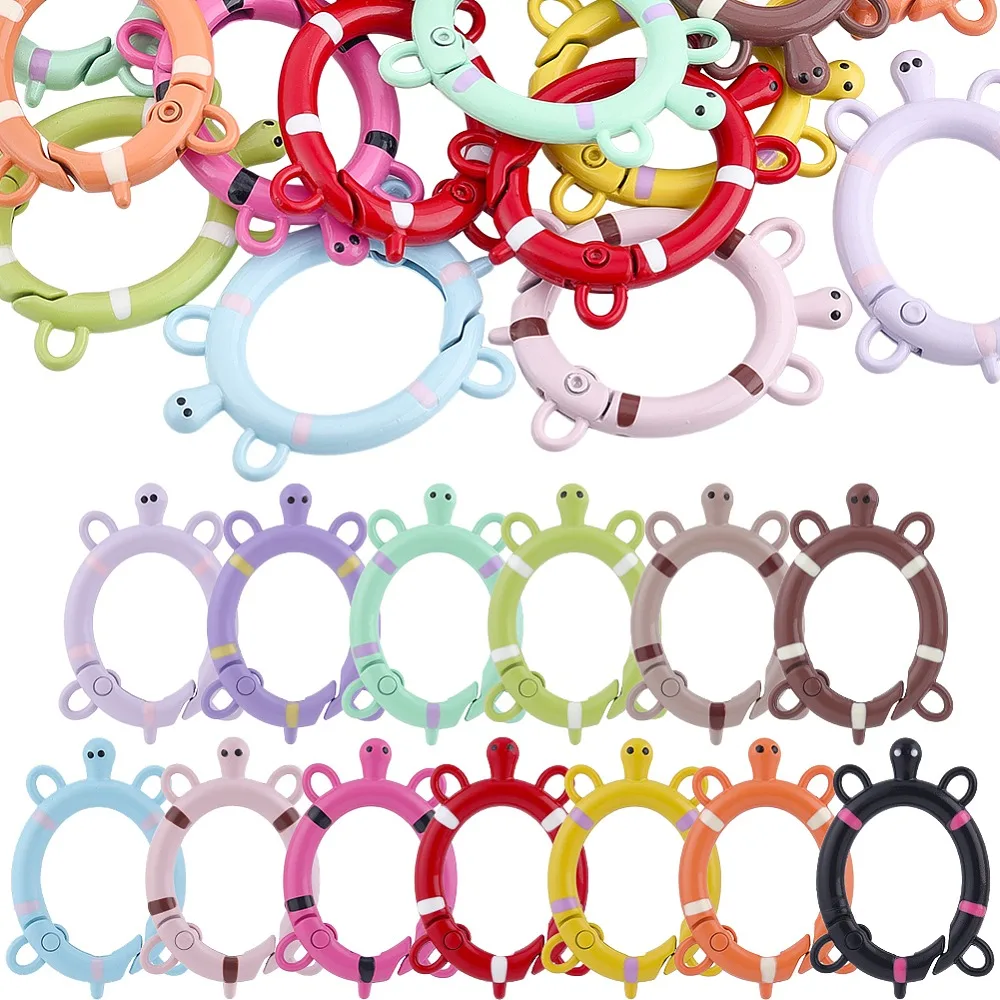 26Pcs 13 Colors Spray Printed Alloy Spring Gate Rings Tortoise Mixed Color 34x24x4mm Hole: 3x2.5mm 2pcs/color
26Pcs 13 Colors Spray Printed Alloy Spring Gate Rings Tortoise Mixed Color 34x24x4mm Hole: 3x2.5mm 2pcs/color