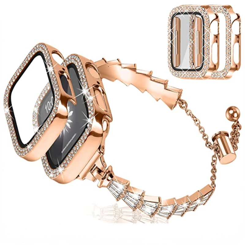 Metal Diamond Strap+Glass Case For Apple Watch 8 7 45mm 41mm Fashion bracelet Band iWatch series 6 5 4 3 SE 44mm 42mm 40mm 38mm
Metal Diamond Strap+Glass Case For Apple Watch 8 7 45mm 41mm Fashion bracelet Band iWatch series 6 5 4 3 SE 44mm 42mm 40mm 38mm