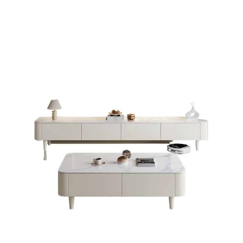 Cream wind TV cabinet, living room household coffee table combination solid wood high-footed rock slab small apartment
Cream wind TV cabinet, living room household coffee table combination solid wood high-footed rock slab small apartment