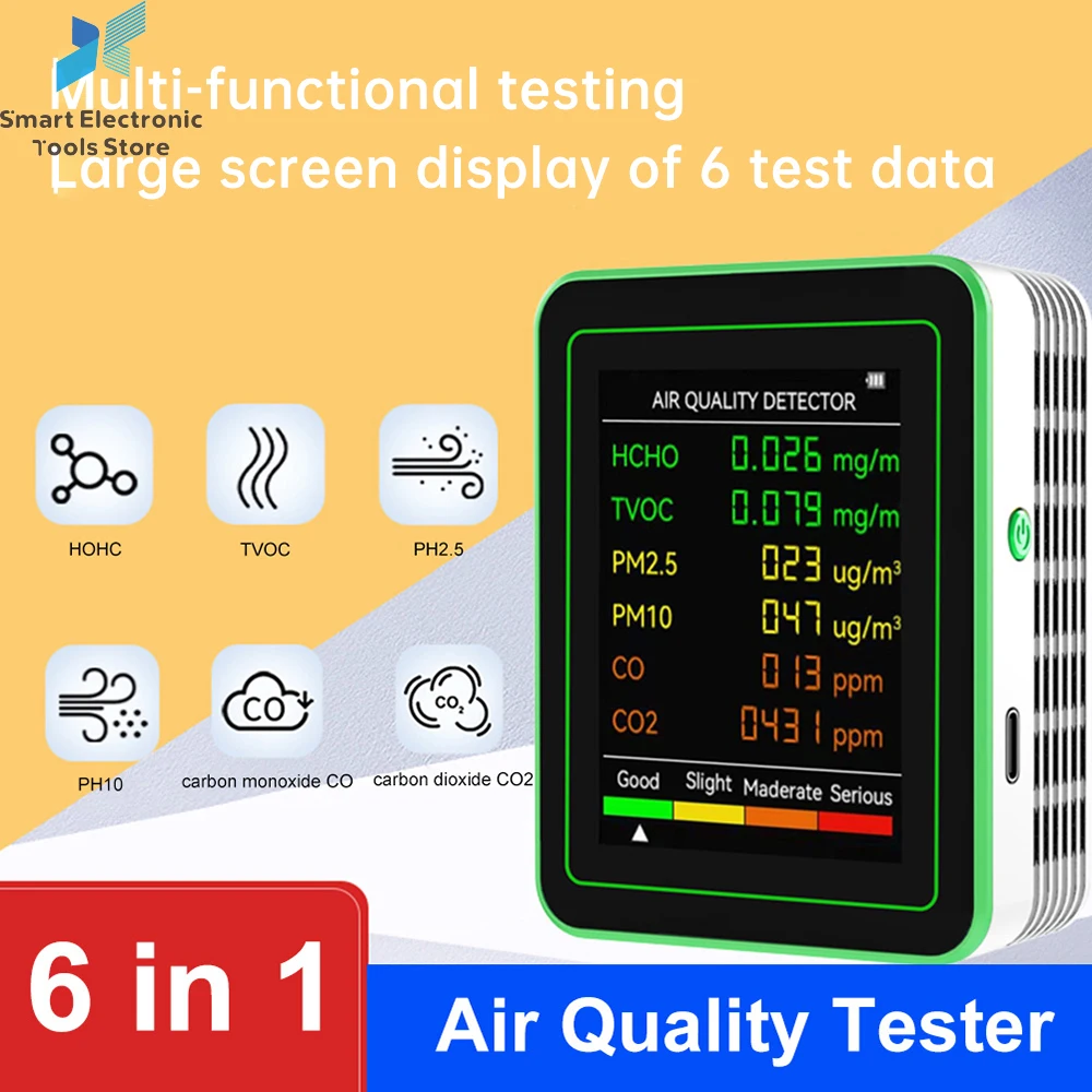 6 In 1 Air Quality Monitor Multifunctional Automatic Display Indoor Office Wall Hanging Screen Display Air Detector Household
6 In 1 Air Quality Monitor Multifunctional Automatic Display Indoor Office Wall Hanging Screen Display Air Detector Household