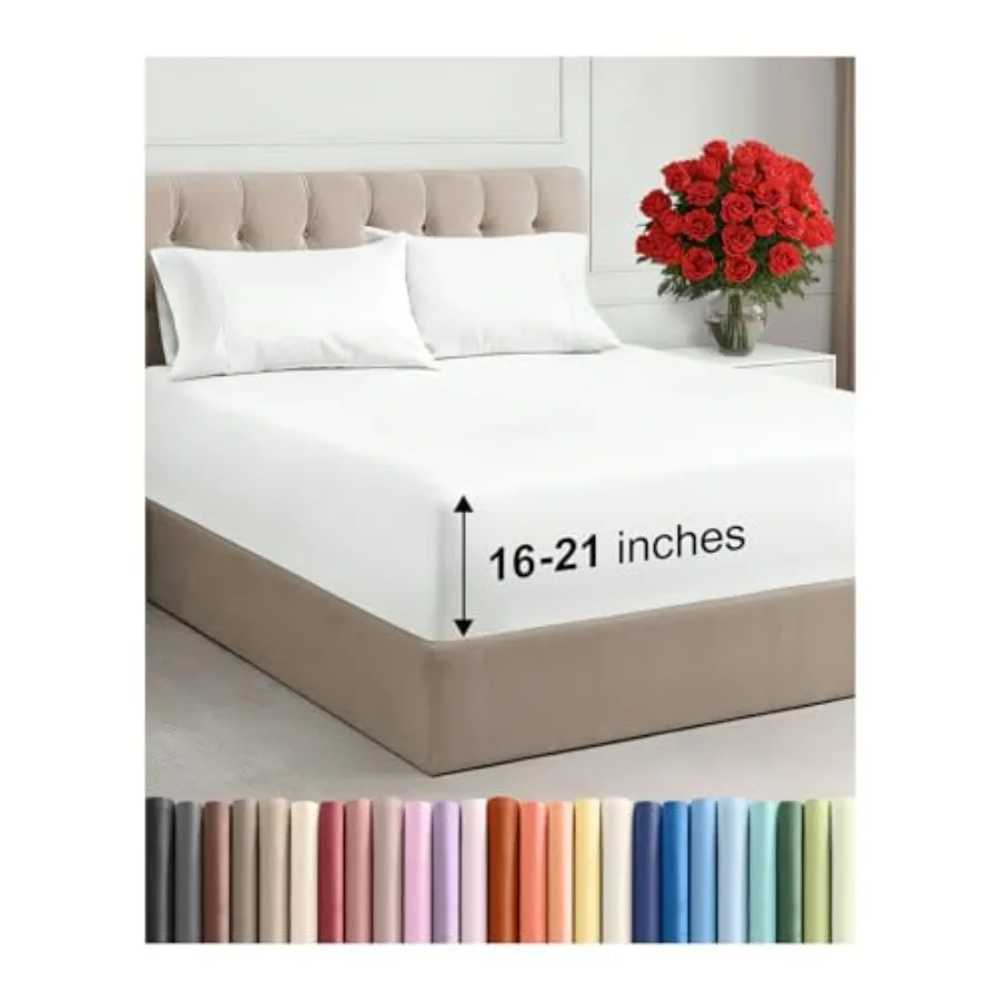 Extra Deep Pocket Cal Size Sheet Set - 4 Pcs Breathable and Cooling Bed Sheets - Hotel Luxury Bedding with 16 to 21 inch Extra
Extra Deep Pocket Cal Size Sheet Set - 4 Pcs Breathable and Cooling Bed Sheets - Hotel Luxury Bedding with 16 to 21 inch Extra