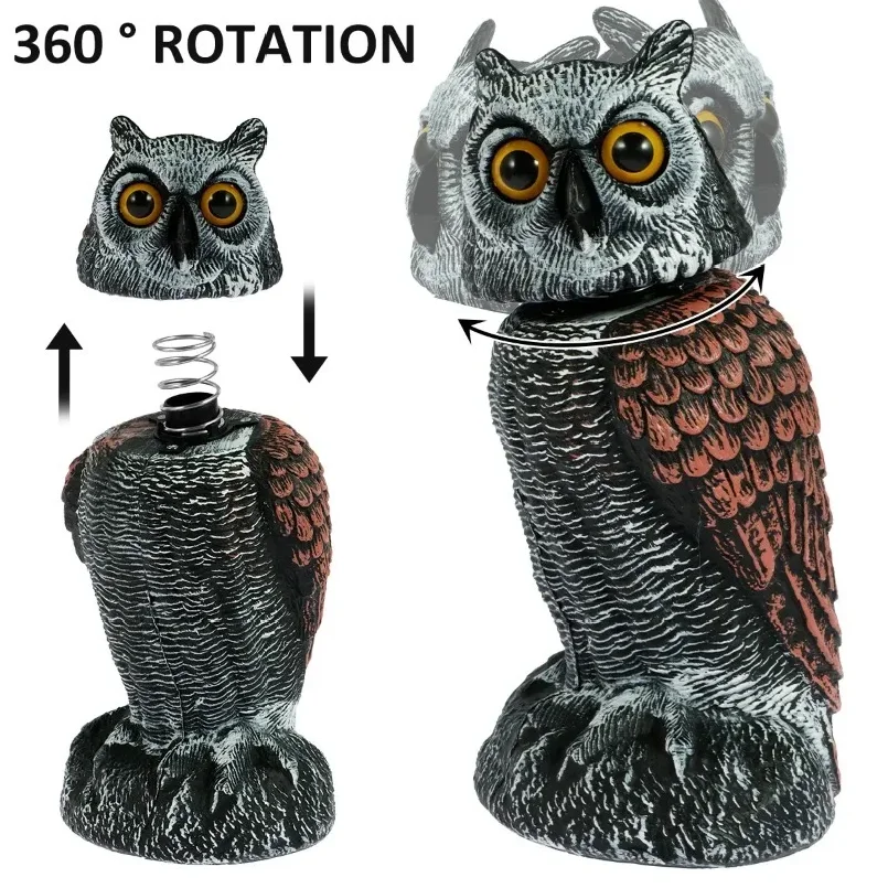 Fake Owl Scarecrow Decoy Lifelike Simulation Owl Bird Deterrent Owl Scare Bird Control Devices with 360° Swivel Head Waterproof
Fake Owl Scarecrow Decoy Lifelike Simulation Owl Bird Deterrent Owl Scare Bird Control Devices with 360° Swivel Head Waterproof