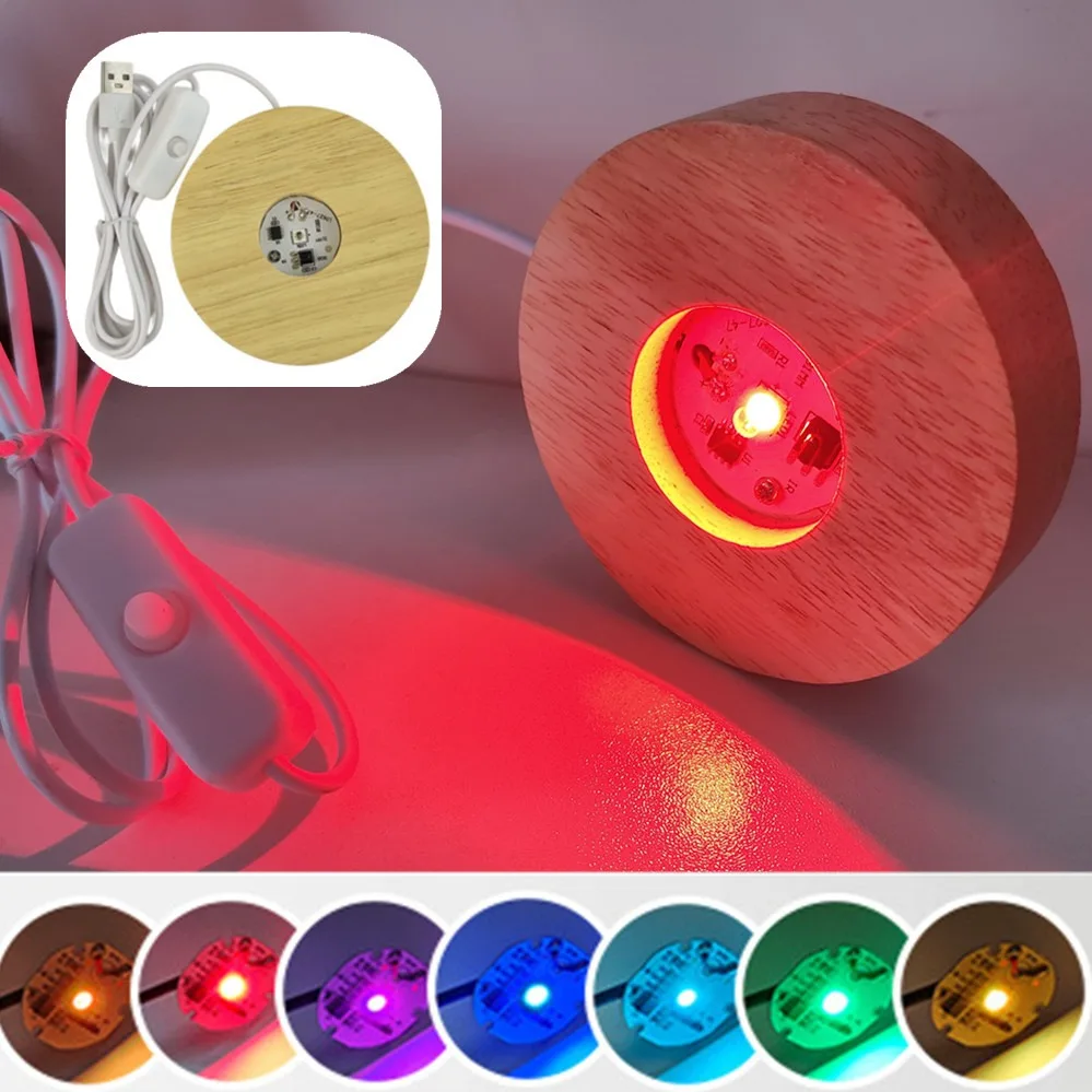 LED Wooden Round Lighted Base Adjustable Colors Changing Display Stand LED chip for Home Illuminate 3D Crystal Glass Resin Art
LED Wooden Round Lighted Base Adjustable Colors Changing Display Stand LED chip for Home Illuminate 3D Crystal Glass Resin Art